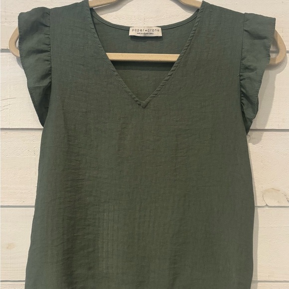 Paper Crane Green Flutter Sleeve Ruffled Blouse - Picture 10 of 10